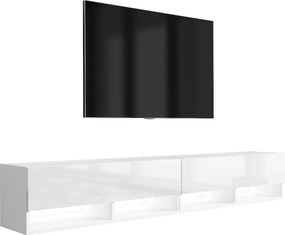 Szafka pod telewizor 200 (2 x 100) cm Biały Mat / Biały Połysk, LED biały, 200 × 32 × 34 cm