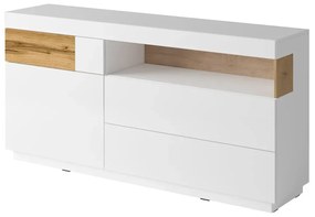 Komoda SILKE 1D3S 169cm biały połysk/dąb wotan HELVETIA