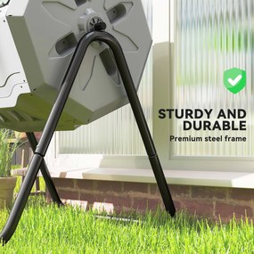 Outsunny Kompostownik Obrotowy z 2 Komorami 160L Szary Zielony Czarny 71x65x96cm | Aosom PL