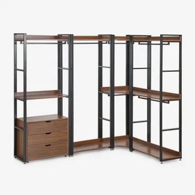 Modułowa Otwarta Szafka Narożna 4-częściowa Ze Stali I Mdf Ariaster Czarna - Sklum