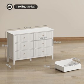 HOMCOM Komoda Sideboard z 6 szufladami Nowoczesna komoda do przechowywania do salonu sypialni przedpokoju 100 x 40 x 78 cm Biały | Aosom PL