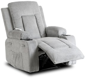 Fotel Masujący BOX 2 Rozkładany z Podnóżkiem Szary Nowoczesny