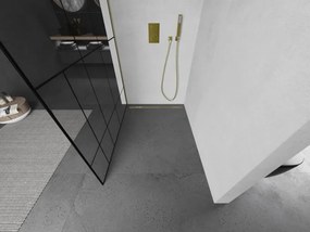 Mexen Kioto ścianka prysznicowa Walk-in 80 x 200 cm, czarny wzór 8 mm, złota szczotkowana - 800-080-101-55-78