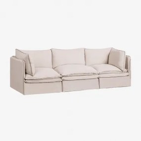 Sofa Modułowy 3-częściowy Z Lnu I Bawełny Grace Tkaniny Beige - Sklum
