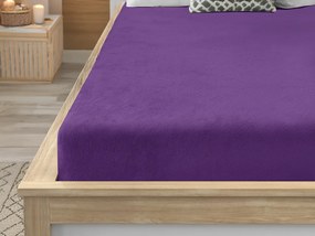 PrzytulneMieszkanie.pl Prześcieradło z mikropluszu SOFT 90x200 cm ciemnofioletowe