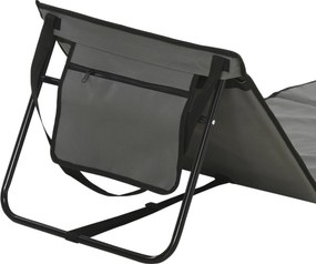 Outsunny Leżak plażowy, składany, regulowane oparcie, kieszeń boczna, miękkie wyściełanie, rama stalowa, Szary, 142x51x40cm