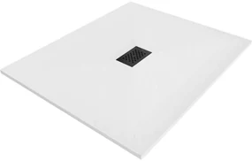 Mexen Hugo brodzik prostokątny SMC 130 x 100 cm, biały, maskownica czarna - 42101013-B