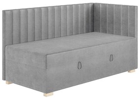 Szare narożne łóżko dziecięce ze schowkiem i materacem 90x200 cm Snugi – Ghado