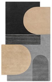 Czarno-szary wełniany dywan tkany ręcznie 200x290 cm Lozenge Monochrome – Flair Rugs