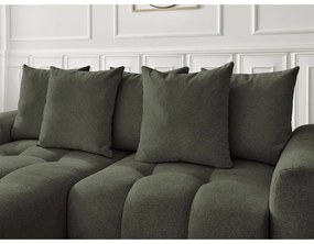 Rozkładany/ze schowkiem narożnik z tkaniny szenilowej (lewostronny/z szezlongiem) w kolorze khaki Roxelane – Bobochic Paris