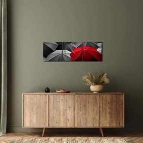 Obraz otwartych parasoli (z zegarem) (90x30 cm)