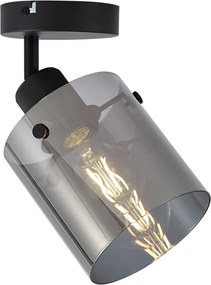 Designerski reflektor ścienny czarny z przydymionym szkłem - Domo