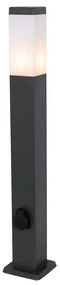 Lampa zewnętrzna ciemnoszara 80 cm z gniazdkiem IP44 - Malios
