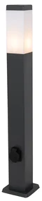Zewnetrzna Lampa zewnętrzna ciemnoszara 80 cm z gniazdkiem IP44 - Malios Nowoczesny Oswietlenie zewnetrzne