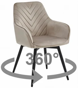 Obrotowe krzesło do jadalni NANA360 VELVET, beżowe