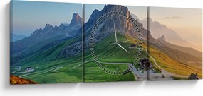 Obraz - Dolomity (z zegarem) (90x30 cm)