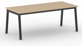 Stół konferencyjny do biura PRIMO BASIC, 200x90 cm, czarna podstawa, buk
