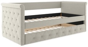 Kanapa z wysuwanym łóżkiem pikowana - 2 x 90 x 190 cm - Tkanina - Beżowy - LOUISE