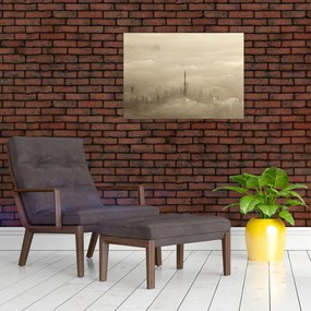Obraz na szkle miasta w chmurach (70x50 cm)
