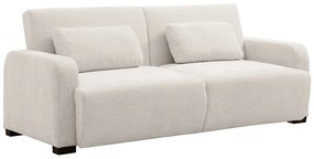 Kanapa 3-osobowa rozkładana z beżowej tkaniny szenilowej LOMARIO