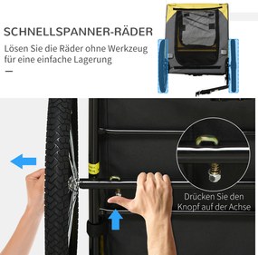 PawHut przyczepka dla psów, składany przyczepka rowerowa, przyczepka dla psów, Żółty