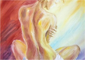 Obraz odpoczywającej kobiety, obraz olejny (70x50 cm)