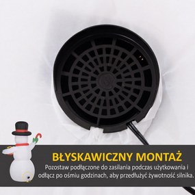 Outsunny 1,8 m Bałwan z Laską Cukrową &amp; Prezentem, Samonadmuchiwany, z LEDami, Odporny na Warunki Pogodowe