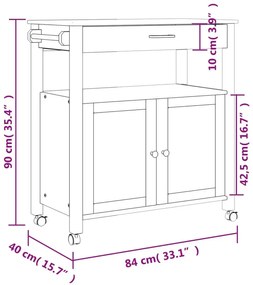 Biały wózek kuchenny z blokadą kółek - Vienne 3X