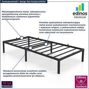Czarne metalowe łóżko pojedyncze 90x200 cm N3-T95