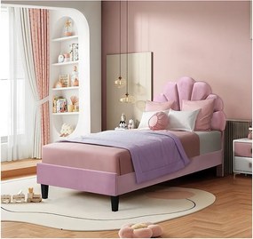 Łóżko pojedyncze z aksamitu "Manon" Różowe 90x190cm - Eleganckie i wygodne