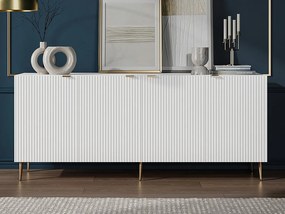 Komoda 4-drzwiowa z MDF i stali –Biała i złota –YESINIA