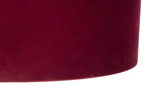 Lampa wisząca czarna z czerwonym aksamitnym kloszem ze złotem 35 cm - Blitz klasyczny/Antyczny Oswietlenie wewnetrzne