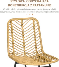 HOMCOM Hokery Barowe 2szt Elegancki Wygląd Rattan z Oparciem Maksymalny Komfort i Nowoczesny Styl Idealne do Kuchni i Salonu | Aosom PL