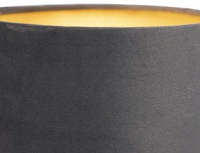 Inteligentna lampa ścienna czarna z abażurem z ciemnoszarego weluru, w tym WiFi A60 - Stacca Nowoczesny Oswietlenie wewnetrzne