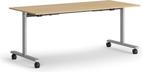 Mobilny stół MATCH, 180x80 cm, szara podstawa, buk