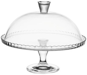Patera szklana na ciasto z kloszem, 32 cm