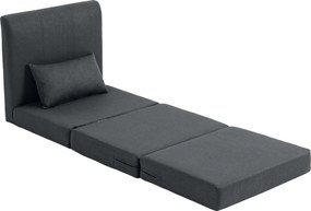 HOMCOM 2-w-1 fotel rozkładany, sofa-łóżko o strukturze lnu, tapicerowane łóżko dla gości, składany fotel, Ciemnoszary | Aosom PL