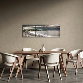 Obraz jeziora o zmierzchu (z zegarem) (90x30 cm)