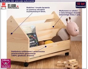 Drewniana skrzynia na zabawki B8-T77