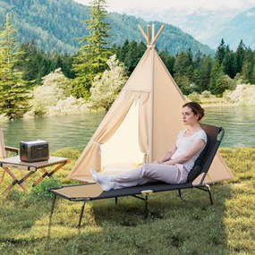 Outsunny Leżak z otworem na twarz i poduszką, składany, wodoodporny pokrowiec, metalowa rama, czarny | Aosom PL