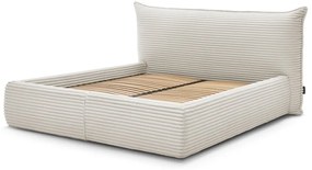 Beżowe tapicerowane łóżko dwuosobowe ze schowkiem ze stelażem 180x200 cm Jade – Bobochic Paris