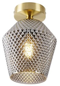 Inteligentna lampa sufitowa mosiężna z przydymionym szkłem, w tym Wi-Fi A60 - Karce ArtDeco Oswietlenie wewnetrzne