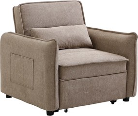 Fotel rozkładany z jasnoszarej tkaniny FENORA