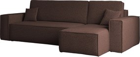 Narożnik z funkcją spania i pojemnikiem, Sofa w kształcie L, BEST L, tkanina Abriamo, Brązowy, Prawy