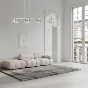 LAMPA WISZĄCA SREBRNA, Z KRYSZTAŁAMI ALEX 3X5W LED