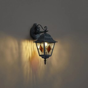 Zewnętrzny kinkiet w stylu vintage czarny z antyczną zielenią IP44 - Antigua Down