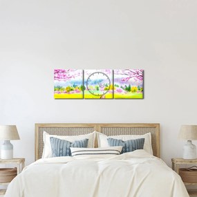 Obraz - Malowana sarna, akwarela (z zegarem) (90x30 cm)