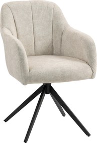 HOMCOM Obrotowe Krzesło Akcentowe, Fotel z Tkaniny, Podłokietniki, Nogi Stalowe, Do Salonu, Sypialni, Biura, Kolor Beżowy