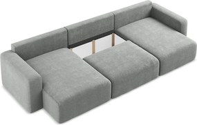 Szary rozkładany/ze schowkiem narożnik z tkaniny szenilowej (w kształcie litery U) Kona – Makamii