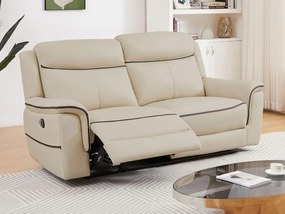 Kanapa 3-osobowa z elektryczną funkcją relax z beżowej skóry - ADELIO